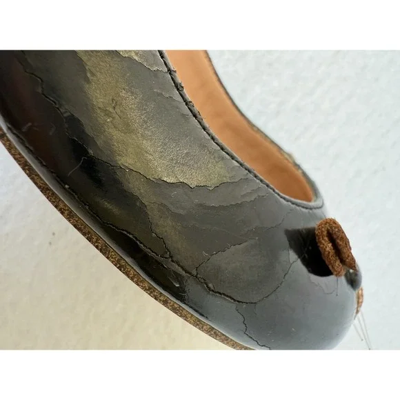 Vintage Marc Jacobs Black Rose Gold Mouse ballet Patent leather Made In Italy 35 Flats & Loafers